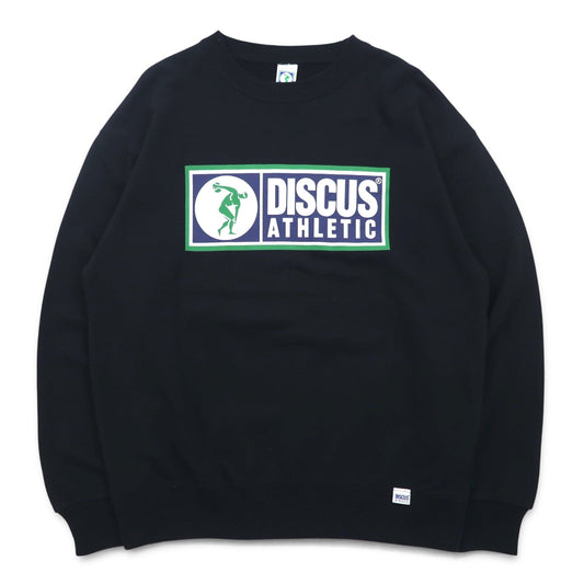 DISCUS ATHLETIC クルーネック スウェット M ブラック コットン  ロゴプリント