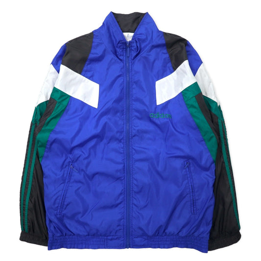 adidas 90年代 ナイロンジャケット トラックジャケット F180 ブルー トレフォイルロゴ 銀タグ ビッグサイズ