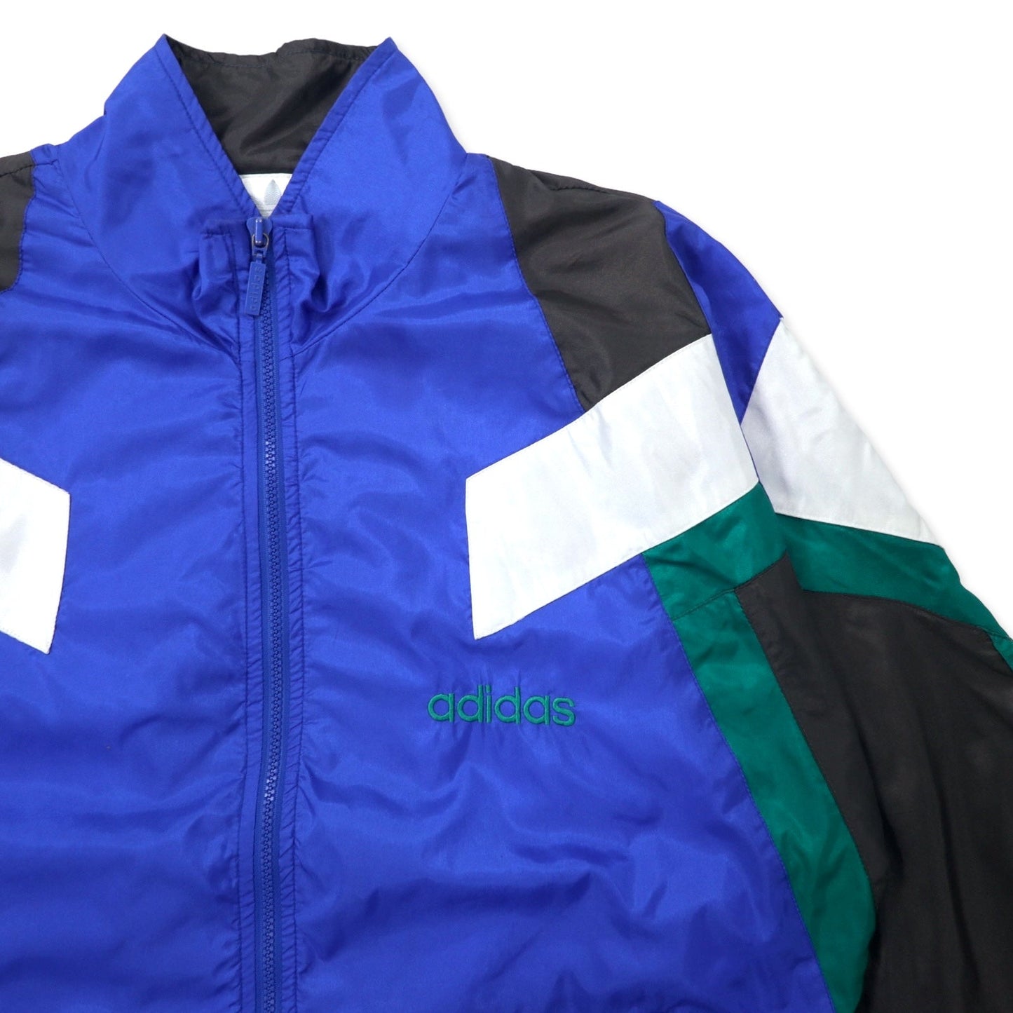 adidas 90年代 ナイロンジャケット トラックジャケット F180 ブルー トレフォイルロゴ 銀タグ ビッグサイズ