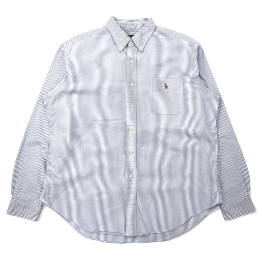 Ralph Lauren 90年代 オックスフォード ボタンダウンシャツ XL ブルー ストライプ コットン CLASSIC FIT スモールポニー 刺繍
