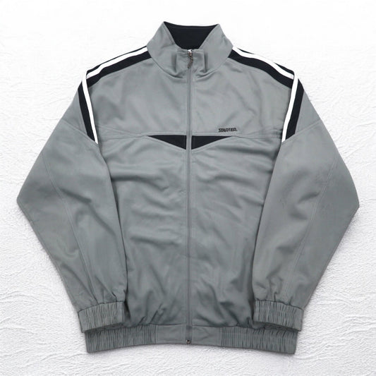 STARTER 90年代 トラックジャケット ジャージ XL グレー サイドライン スタンドカラー ハイネック