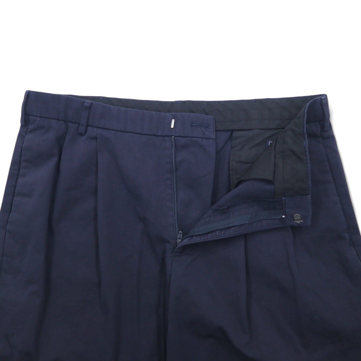 DOCKERS ( Levi's ) タック ワイド チノパンツ 36 ネイビー コットン PLEATED RELAXED FIT