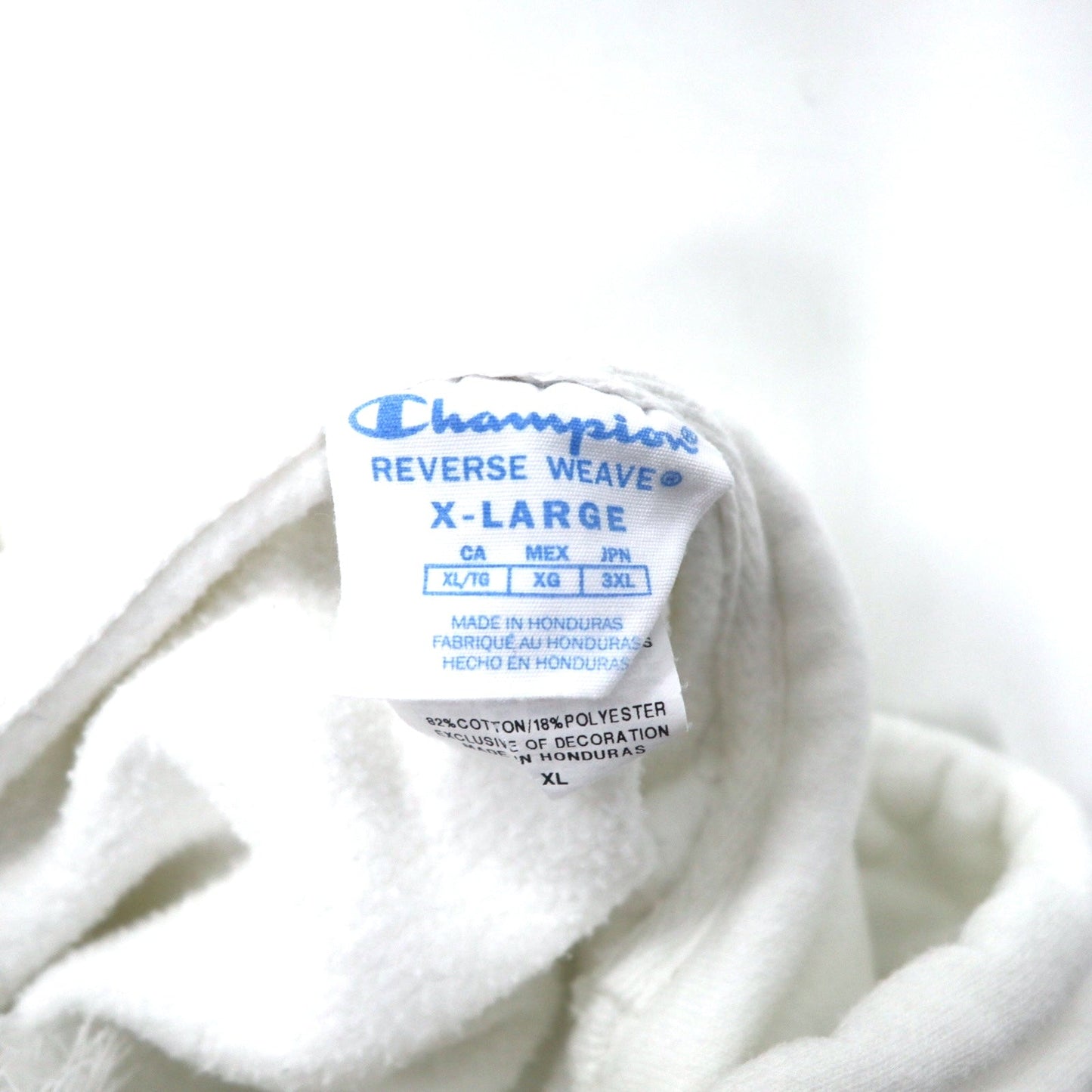 Champion リバースウィーブ プルオーバーパーカー XL ホワイト コットン 青単タグ 復刻 REVERSE WEAVE GF68WHC ホンジュラス製