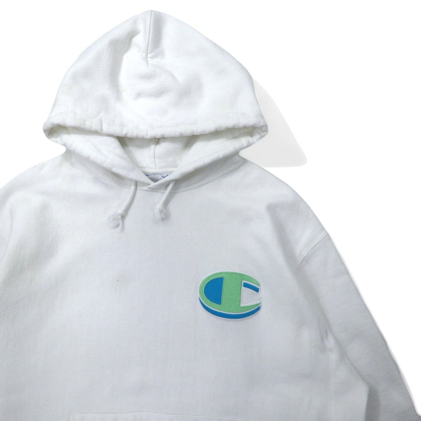 Champion リバースウィーブ プルオーバーパーカー XL ホワイト コットン 青単タグ 復刻 REVERSE WEAVE GF68WHC ホンジュラス製