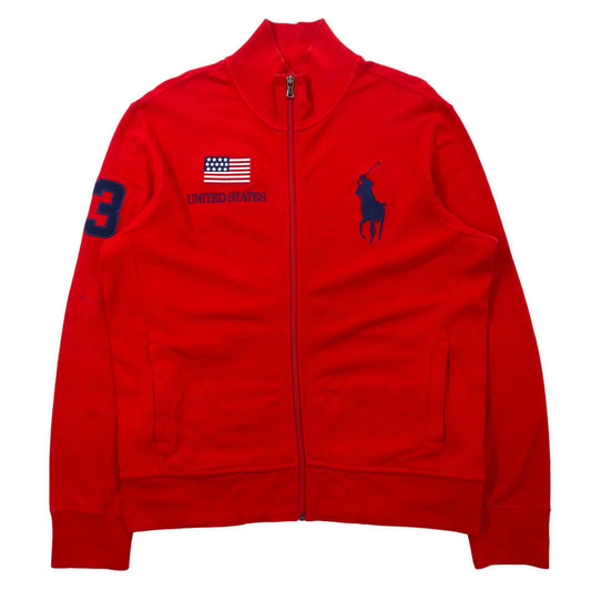 Polo by Ralph Lauren リバースウィーブ仕様 ビッグポニー トラックジャケット ジャージ LL レッド コットン UNITED STATE 星条旗 ナンバリング