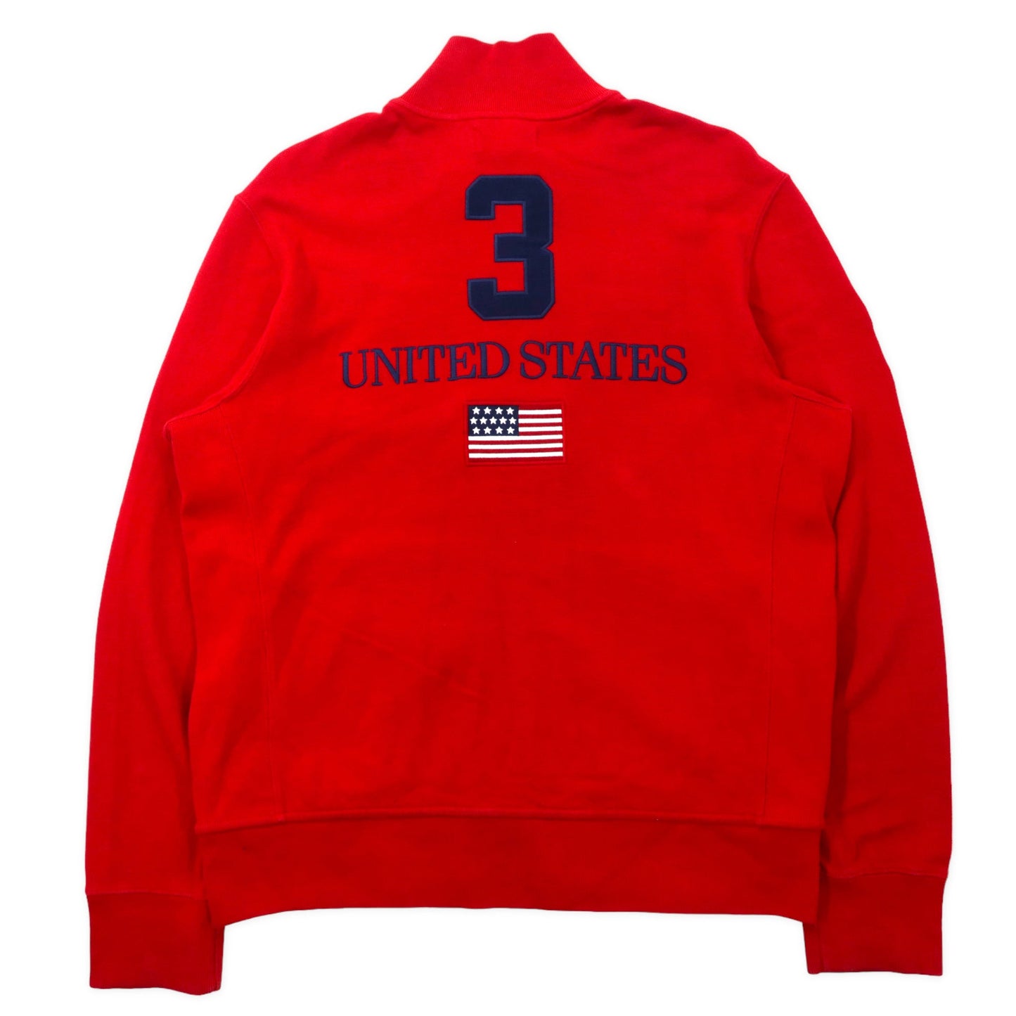 Polo by Ralph Lauren リバースウィーブ仕様 ビッグポニー トラックジャケット ジャージ LL レッド コットン UNITED STATE 星条旗 ナンバリング