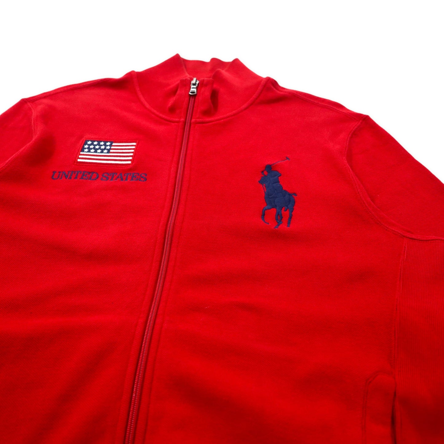 Polo by Ralph Lauren リバースウィーブ仕様 ビッグポニー トラックジャケット ジャージ LL レッド コットン UNITED STATE 星条旗 ナンバリング