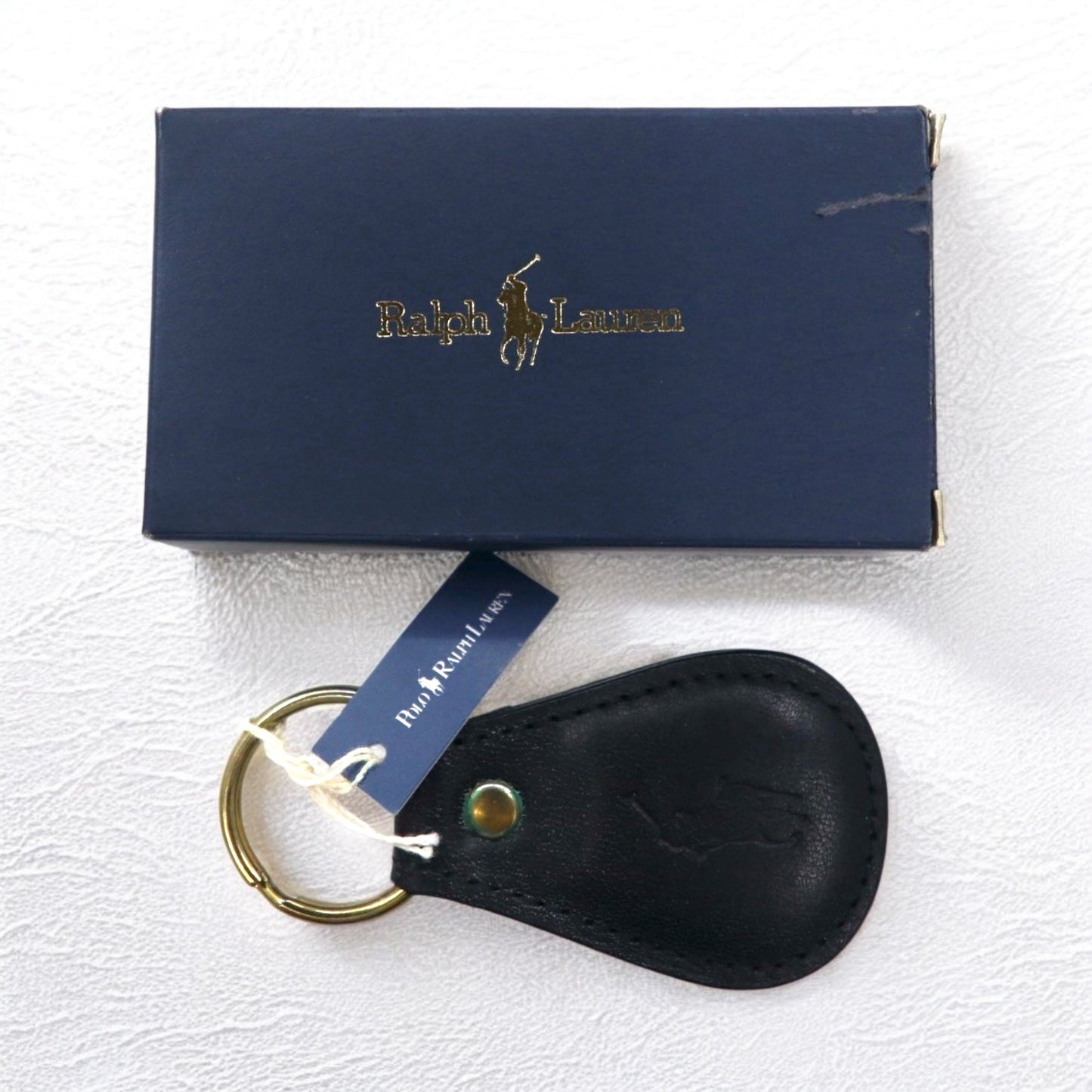 Polo by Ralph Lauren USA製 レザー キーホルダー キーリング チャーム ブラック ポニー 未使用品