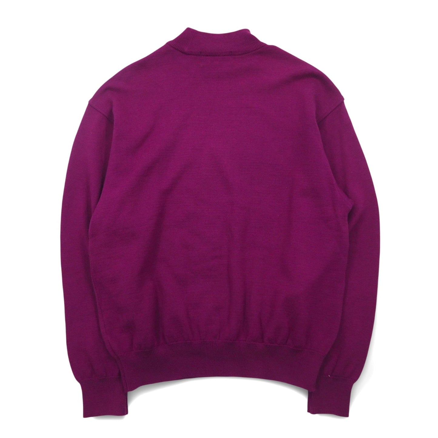 KENZO GOLF 90年代 モックネック ハイゲージニット セーター S パープル ウール ワンポイントロゴ刺繍 日本製