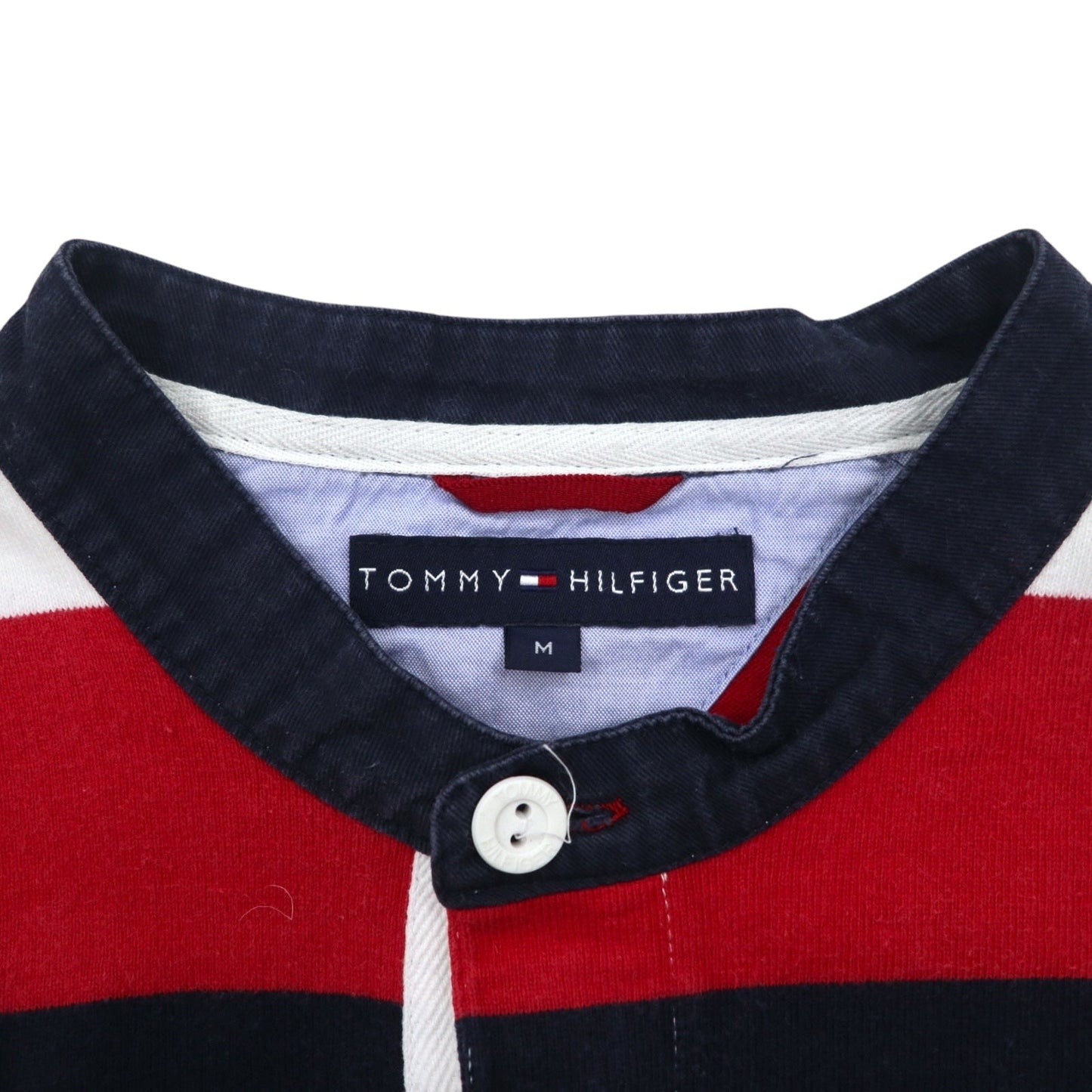 TOMMY HILFIGER バンドカラー ラガーシャツ M トリコロール ボーダー ヘンリーネック