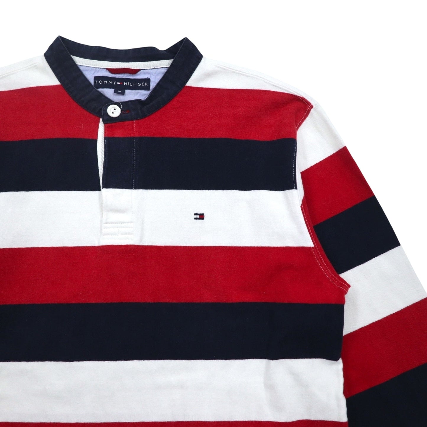 TOMMY HILFIGER バンドカラー ラガーシャツ M トリコロール ボーダー ヘンリーネック
