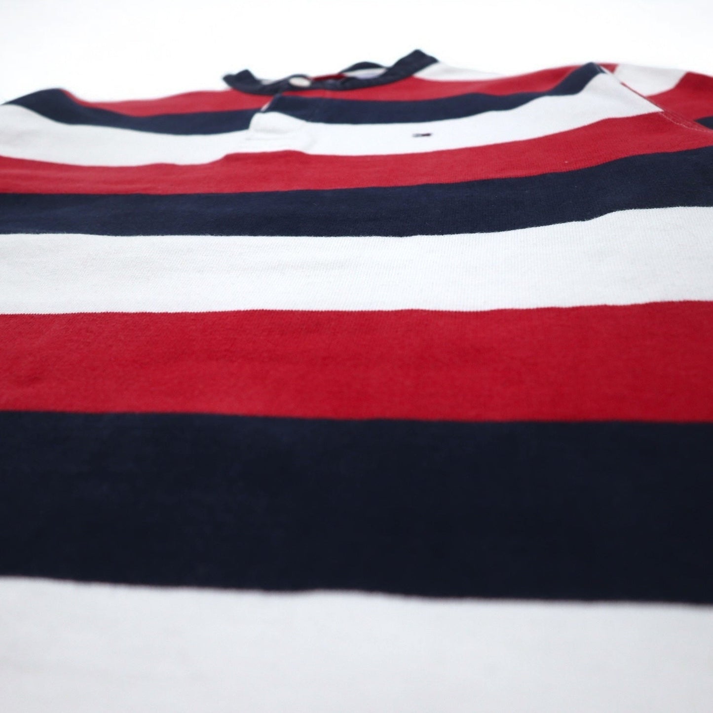 TOMMY HILFIGER バンドカラー ラガーシャツ M トリコロール ボーダー ヘンリーネック