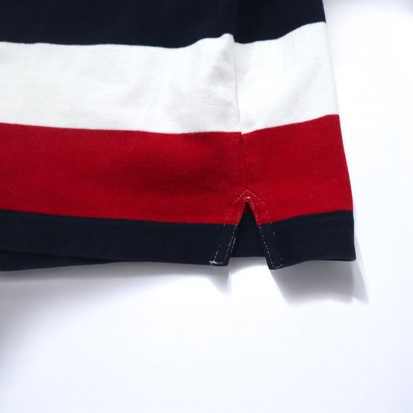 TOMMY HILFIGER バンドカラー ラガーシャツ M トリコロール ボーダー ヘンリーネック