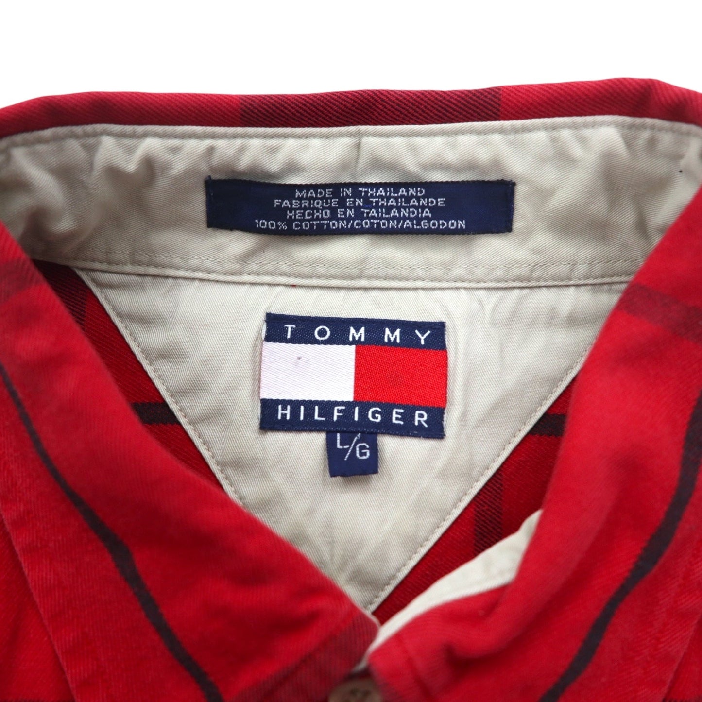 TOMMY HILFIGER 90年代 ボタンダウンシャツ L レッド チェック コットン