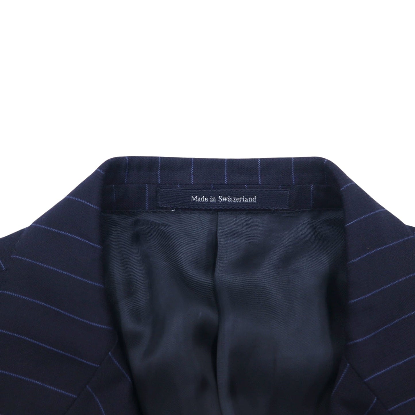 Ermenegildo Zegna スイス製 3B テーラードジャケット L ネイビー ウール ストライプ