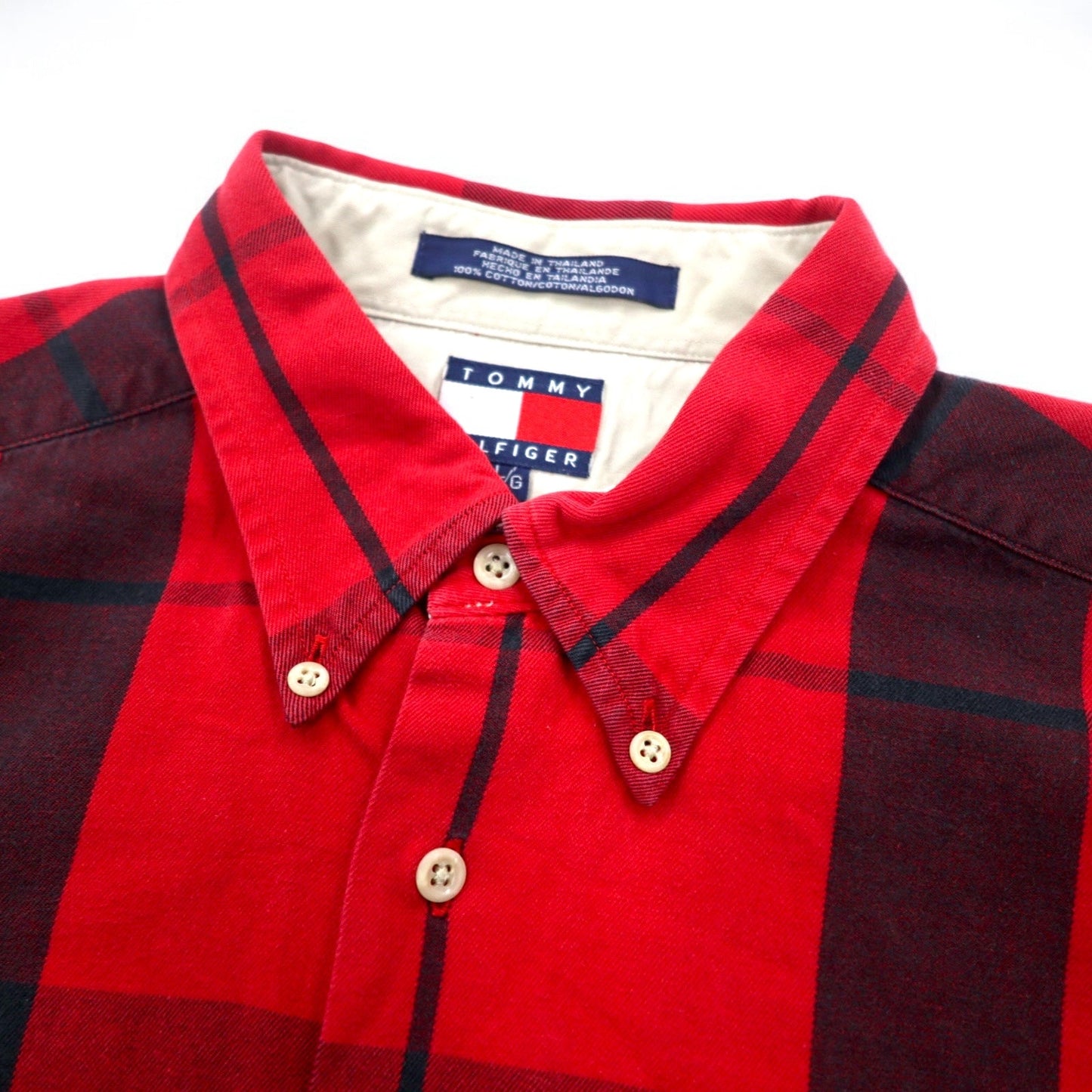 TOMMY HILFIGER 90年代 ボタンダウンシャツ L レッド チェック コットン