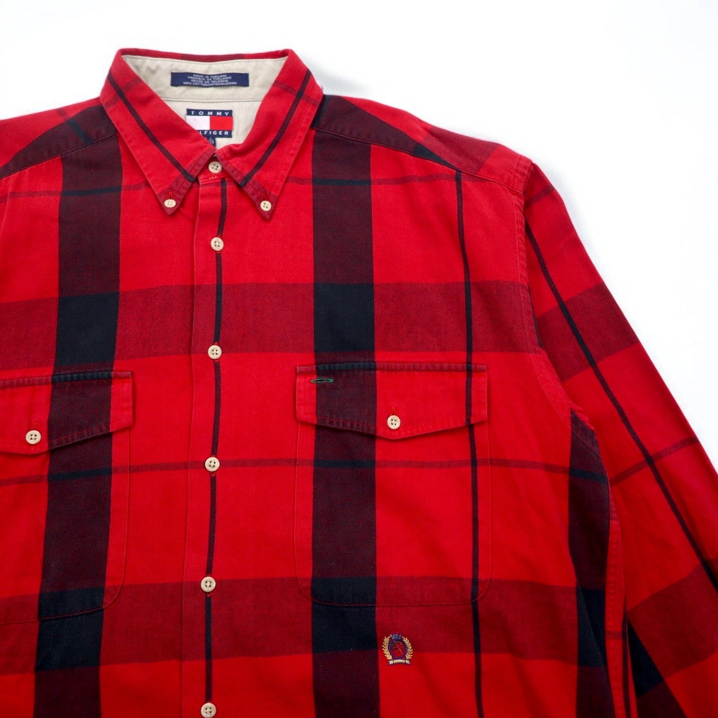 TOMMY HILFIGER 90年代 ボタンダウンシャツ L レッド チェック コットン