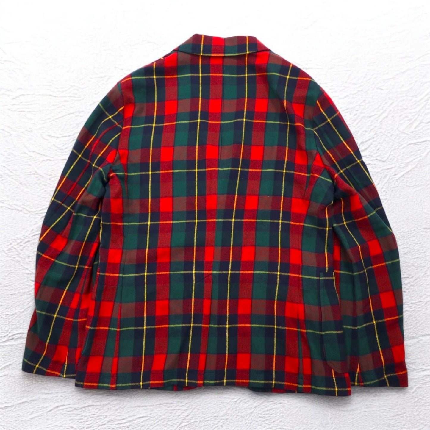 POLO RALPH LAUREN タータンチェック 3B フランネル テーラードジャケット L レッド コットン