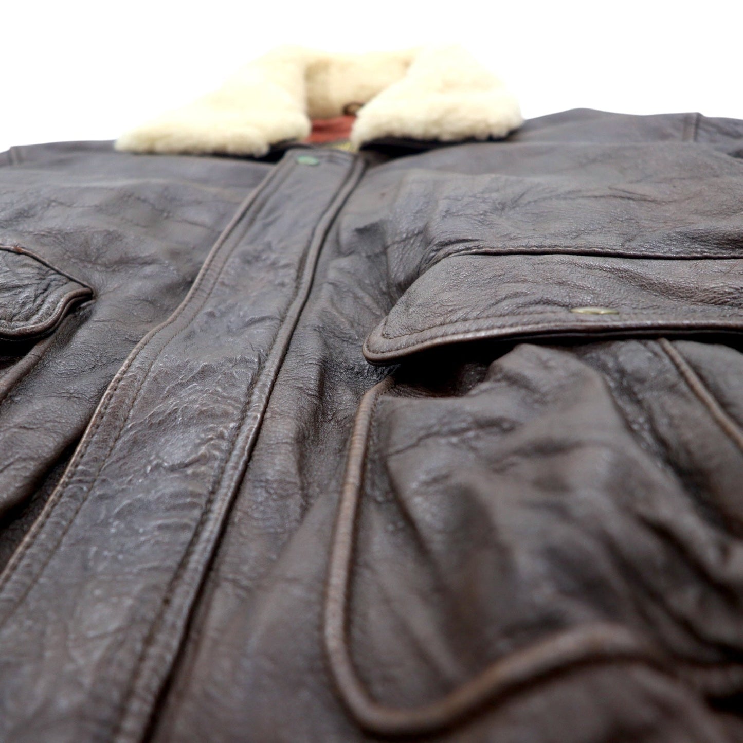 FLIGHT JACKET USA ラムレザー G-1 フライトジャケット ボンバージャケット L ブラウン 羊革 襟ボア着脱可能