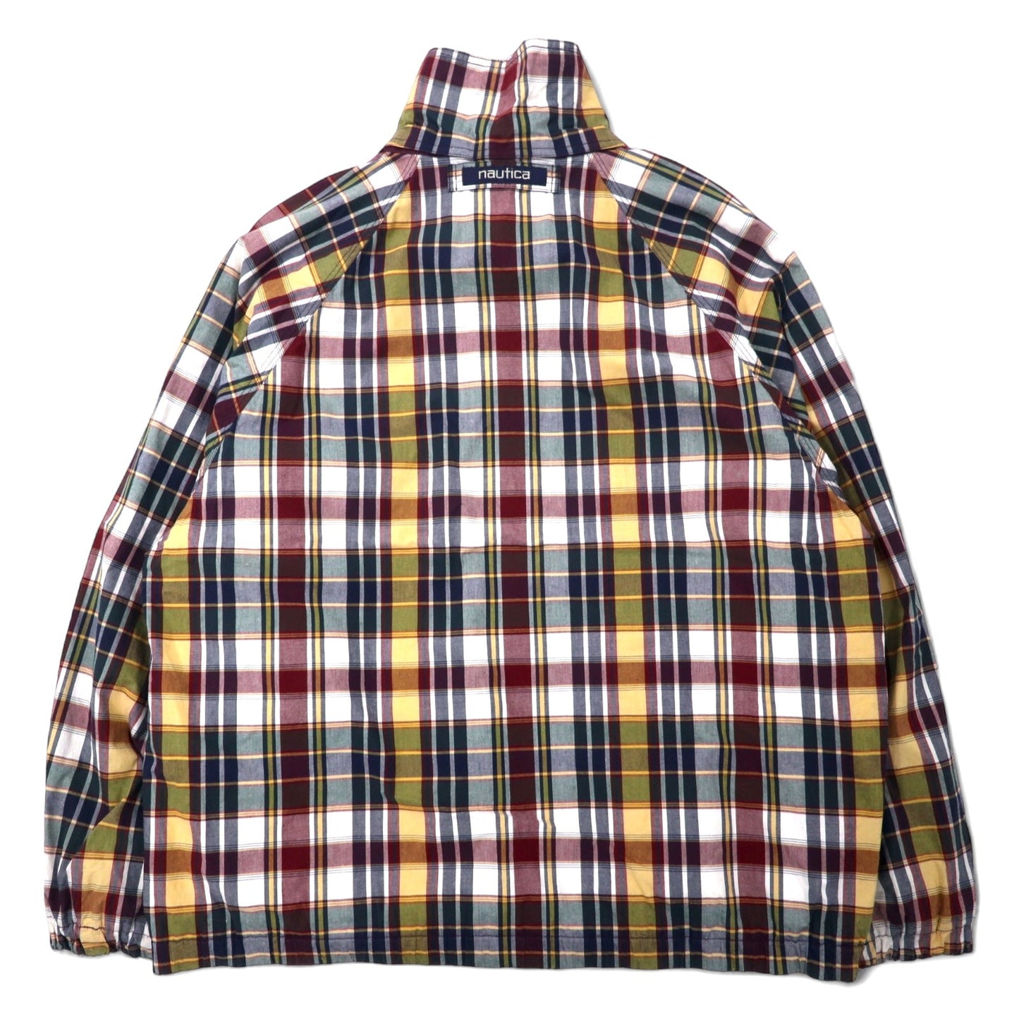 nautica 90年代 スウィングトップ ハリントンジャケット L マルチカラー チェック コットン ワンポイントロゴ 刺繍
