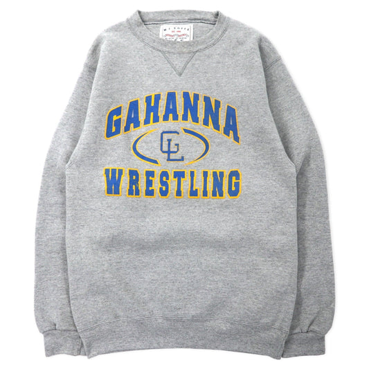 M.J. SOFFE USA製 90年代 カレッジ プリント スウェット S グレー コットン 前V GAHANNA WRESTLING
