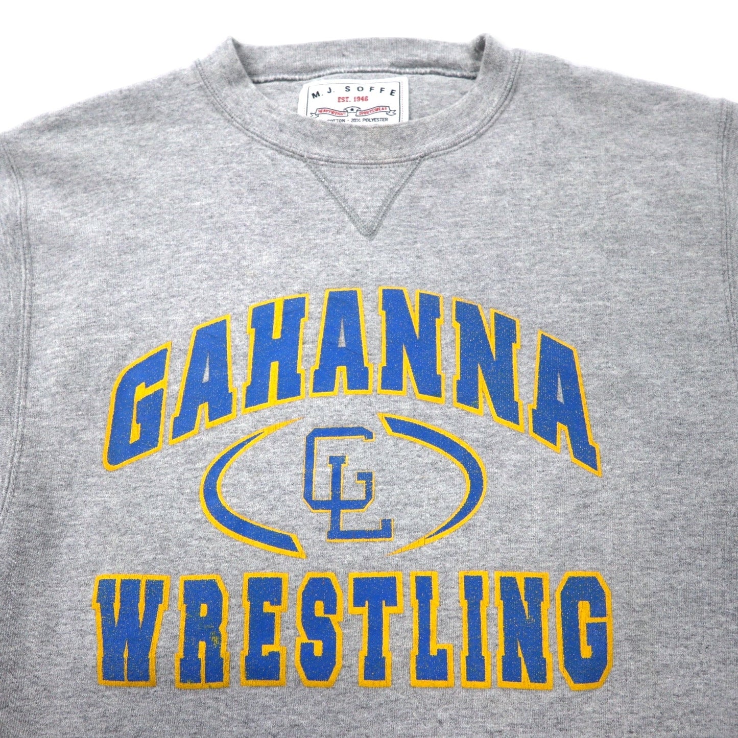 M.J. SOFFE USA製 90年代 カレッジ プリント スウェット S グレー コットン 前V GAHANNA WRESTLING