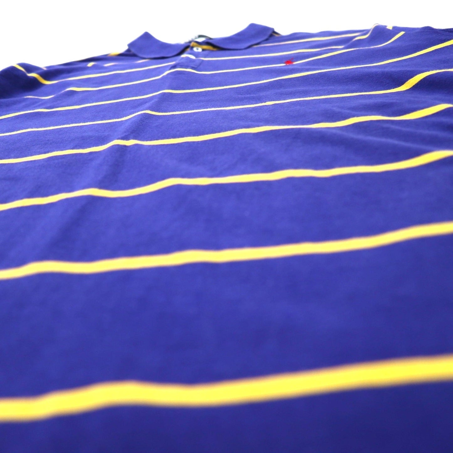 Polo by Ralph Lauren USA製 90年代 ボーダー ポロシャツ XL ブルー コットン スモールポニー 刺繍