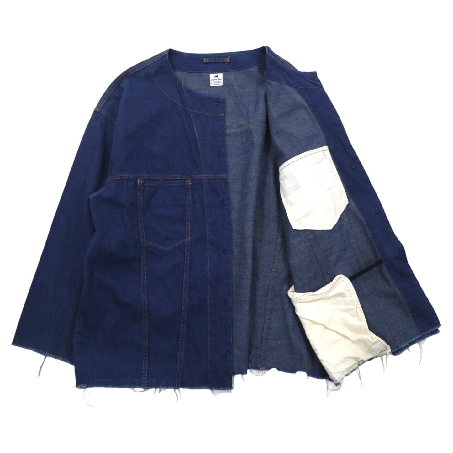 Sasquatchfabrix. デニム ビッグシャツ ジャケット L インディゴ ブルー カットオフ Denim Big Shirt - 3rd TYPE 16AW-SY9-007 日本製