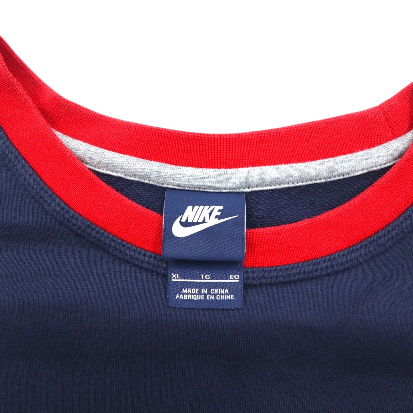 NIKE クラブフレンチテリークルー スウェット XL ネイビー レッド スウォッシュ 637903-451