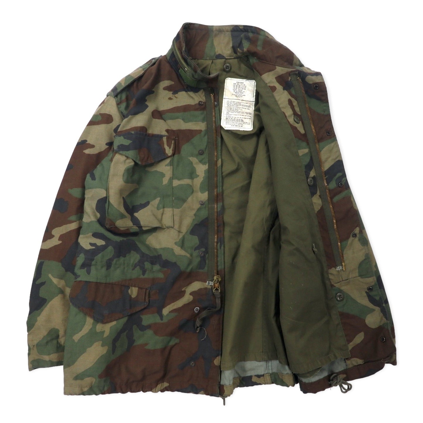 US ARMY 80年代 M-65 フィールドジャケット M カーキ カモフラ コットン パーカー収納式 ミリタリー 8415-01-099-7835 WINFIELD MFG.