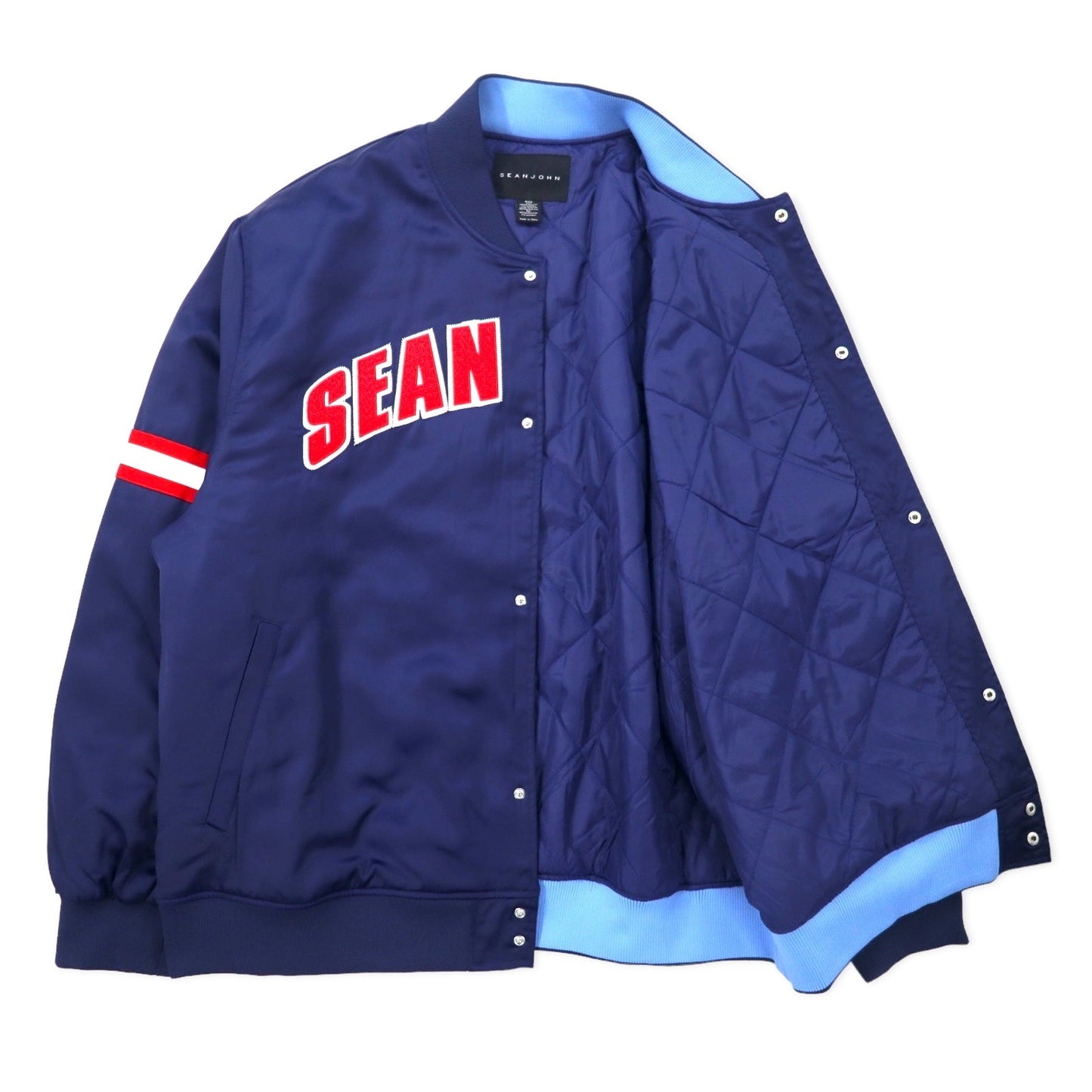 SEAN JOHN スタジャン 4XL ネイビー ポリエステル 中綿 キルティングライナー ビッグサイズ