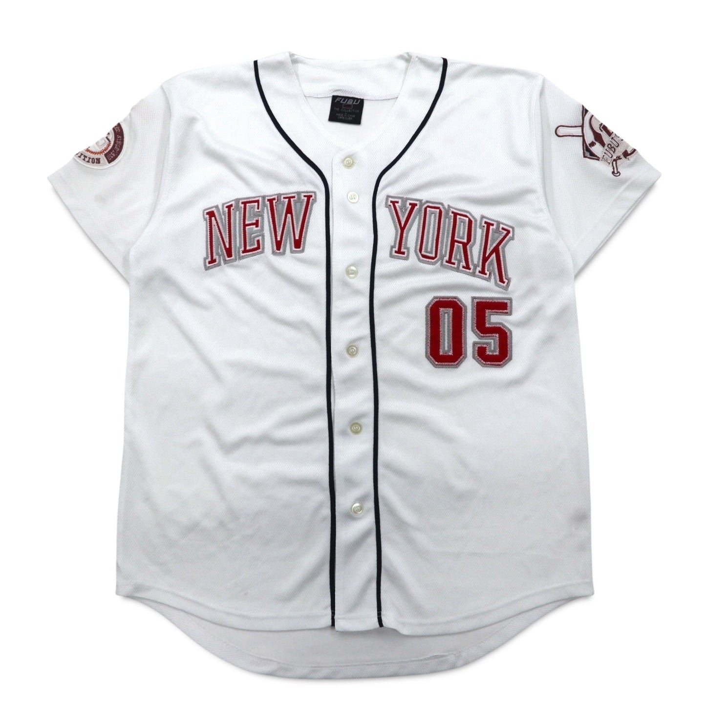 FUBU 90年代 ベースボールシャツ L ホワイト ワッペン NEW YORK