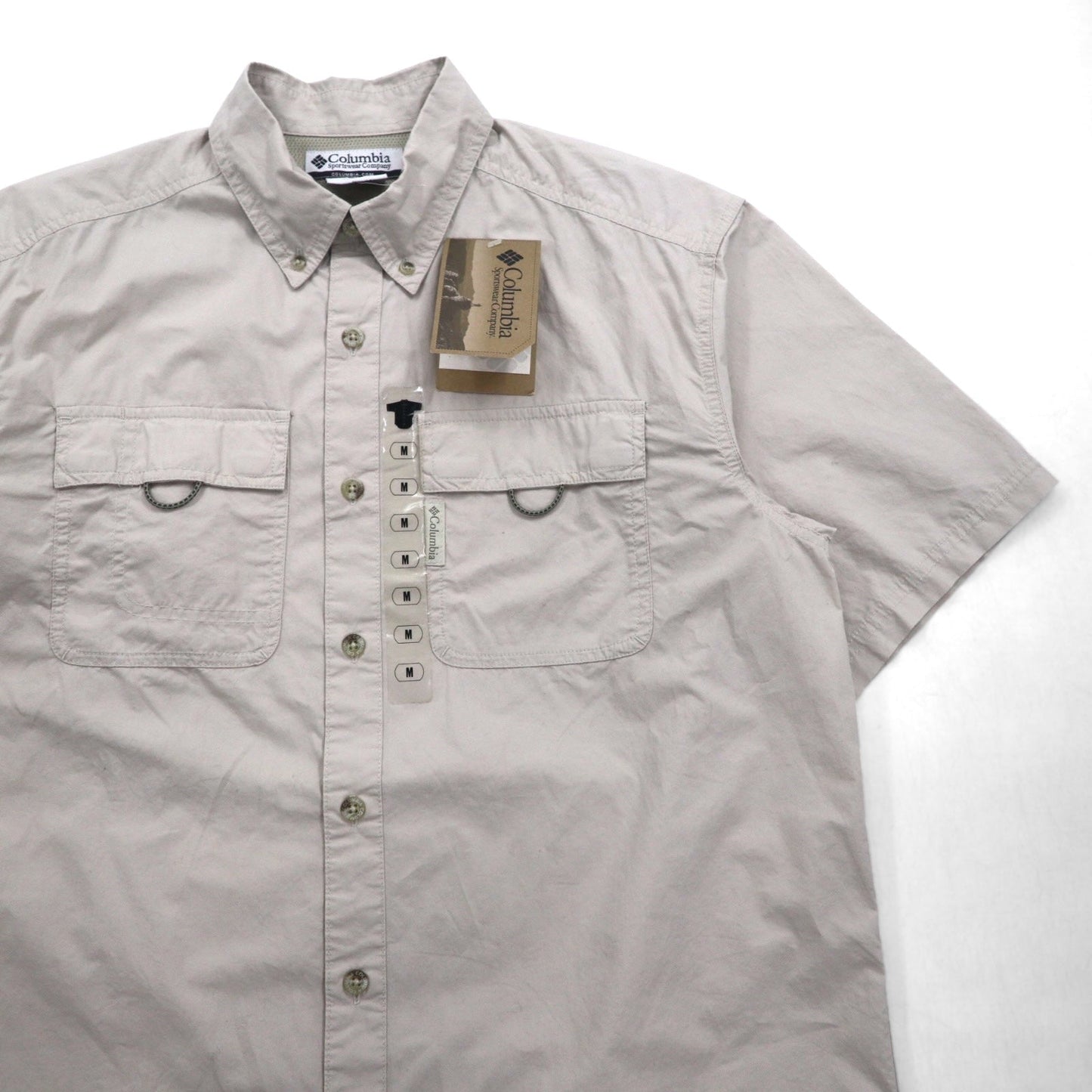 Columbia 半袖 ボタンダウン フィッシングシャツ M ベージュ ポリエステル Marquam Trail S/S Shirt AM7240 スリランカ製 未使用品