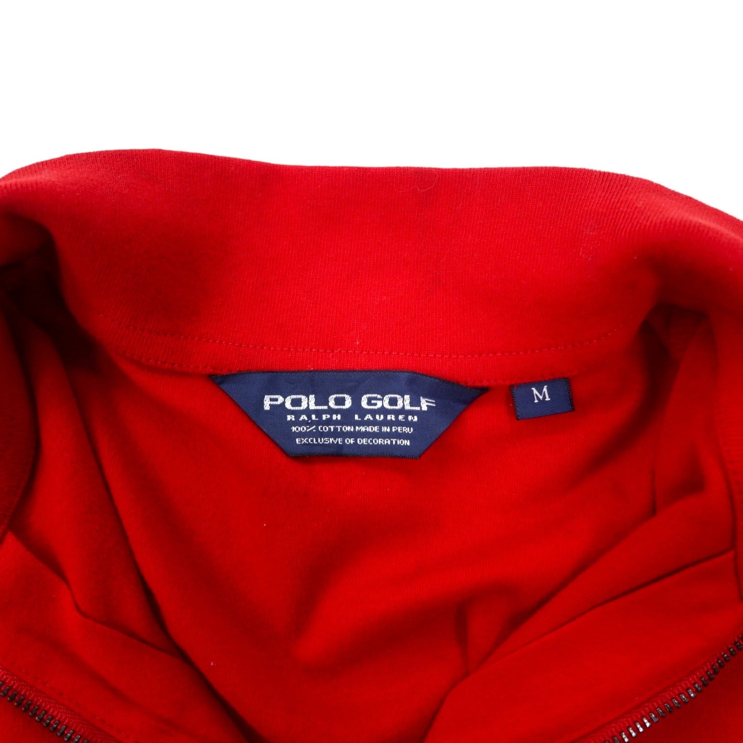 POLO GOLF RALPH LAUREN ハーフジップ スウェット M レッド コットン ポニー刺繍 ペルー製
