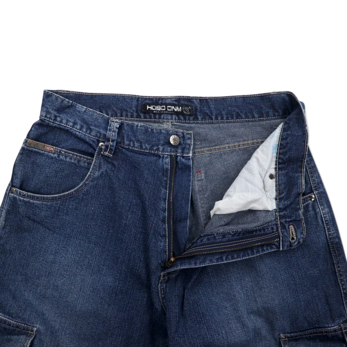 HOBO DNM 90年代 バギー ワイド デニム カーゴパンツ 86 ブルー コットン