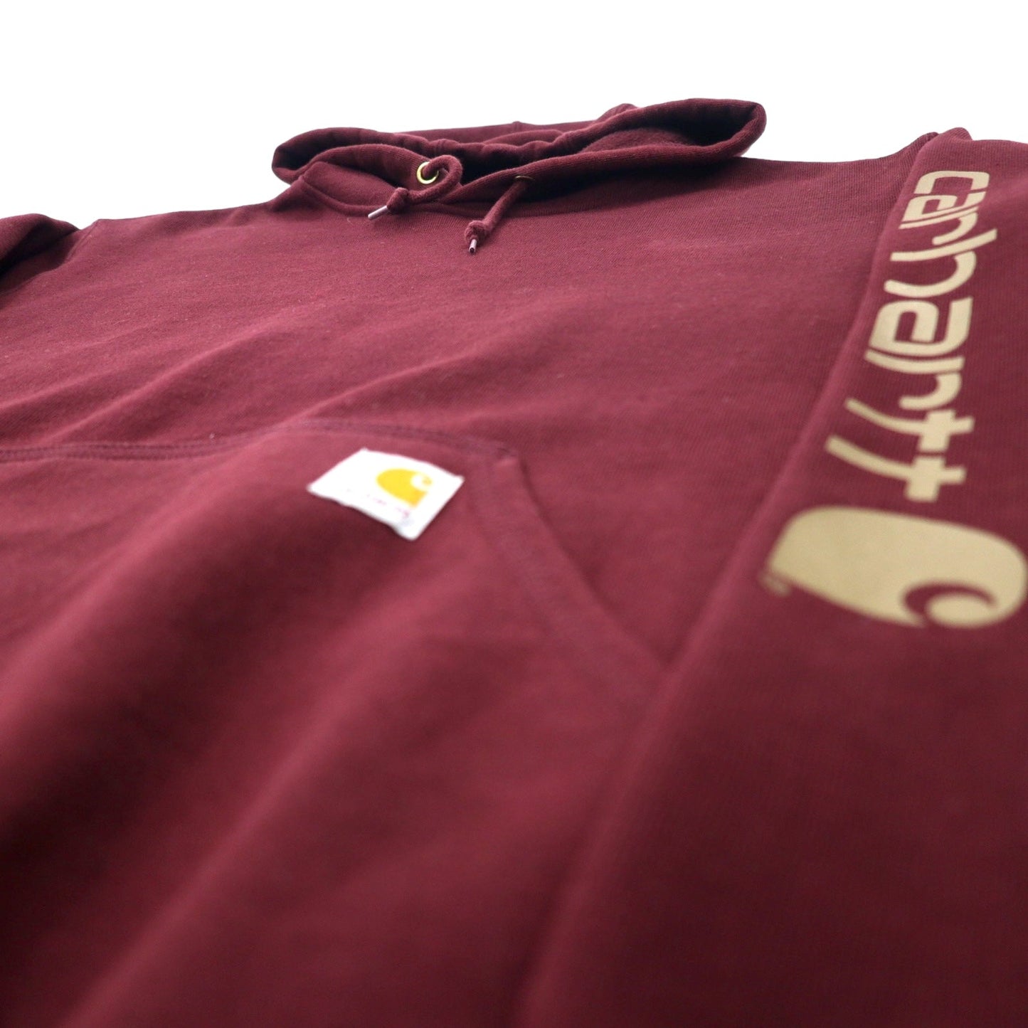 Carhartt ルーズフィット プルオーバーパーカー M ボルドー コットン 裏起毛 袖ロゴ MIDWEIGHT HOODED LOGO SWEATSHIRT K288 ホンジュラス製