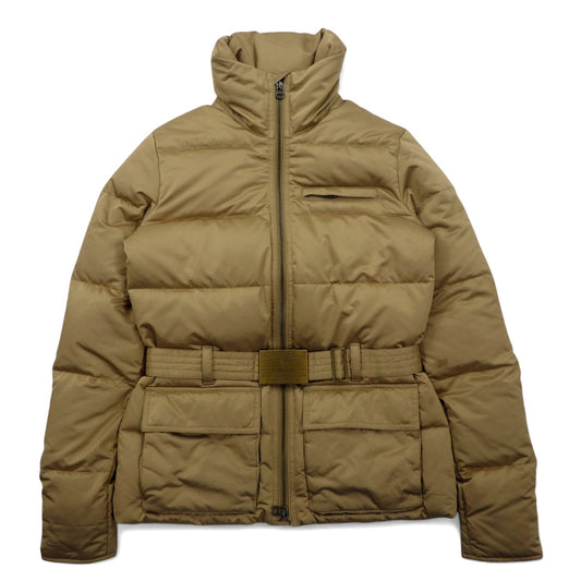 RALPH LAUREN ダウンジャケット S ベージュ ポリエステル ロゴ ベルト バックル ダブルジップ