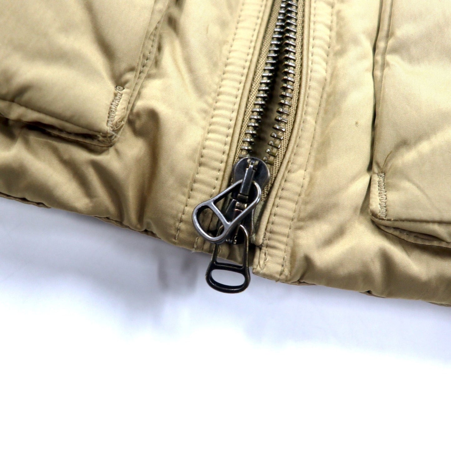 RALPH LAUREN ダウンジャケット S ベージュ ポリエステル ロゴ ベルト バックル ダブルジップ