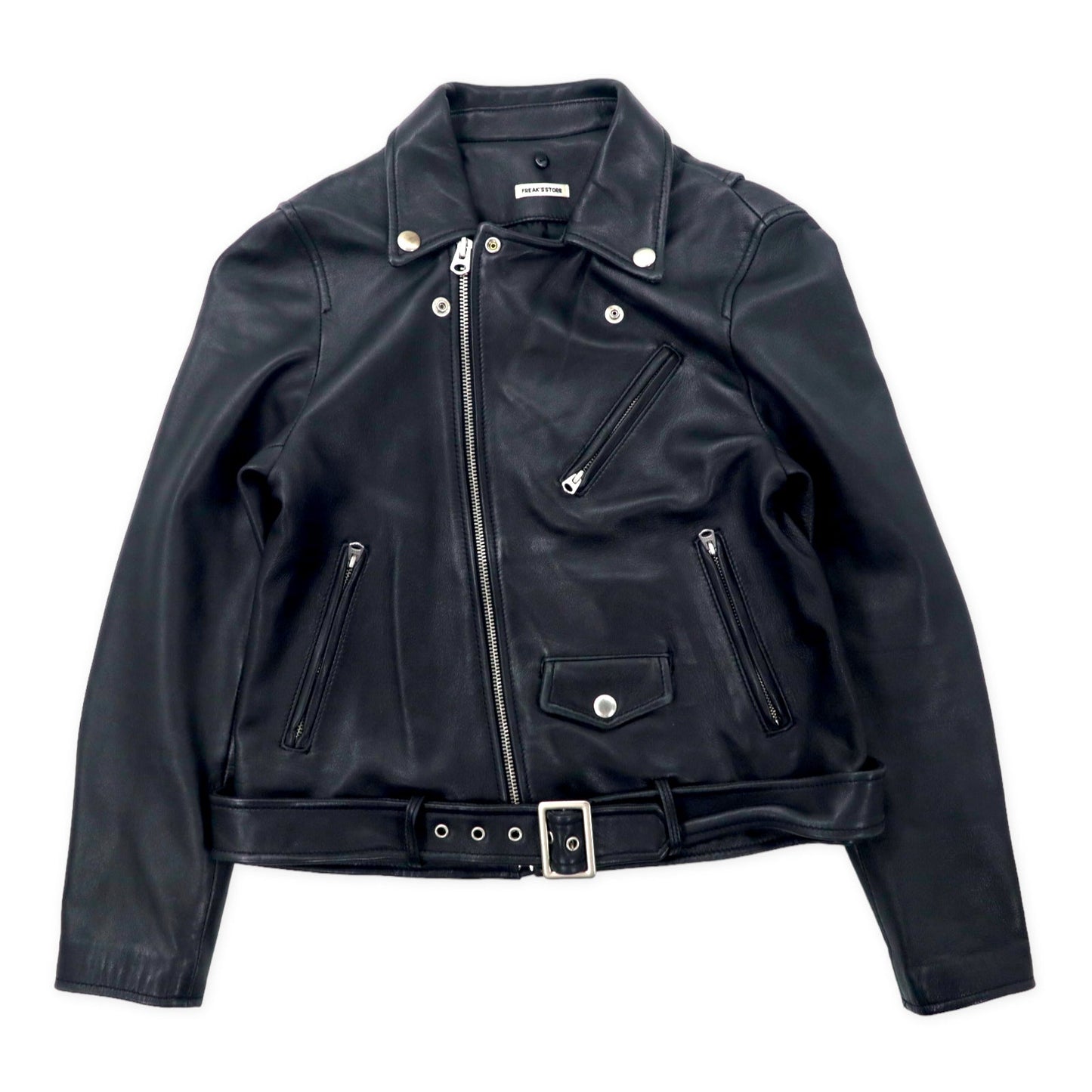 FREAK'S STORE ダブル ライダースジャケット S ブラック 羊革 ラムレザー ムートン襟着脱式 IDEALジップ