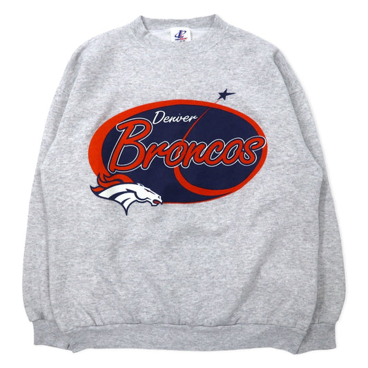 LOGO ATHLETIC 90年代 NFL プリント スウェット L グレー コットン 裏起毛 DENVER BRONCOS メキシコ製