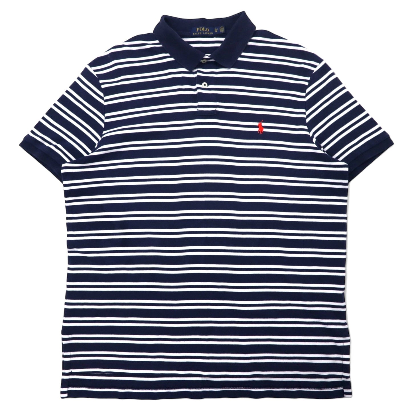 POLO RALPH LAUREN ボーダー ポロシャツ XL ネイビー ホワイト コットン スモールポニー 刺繍