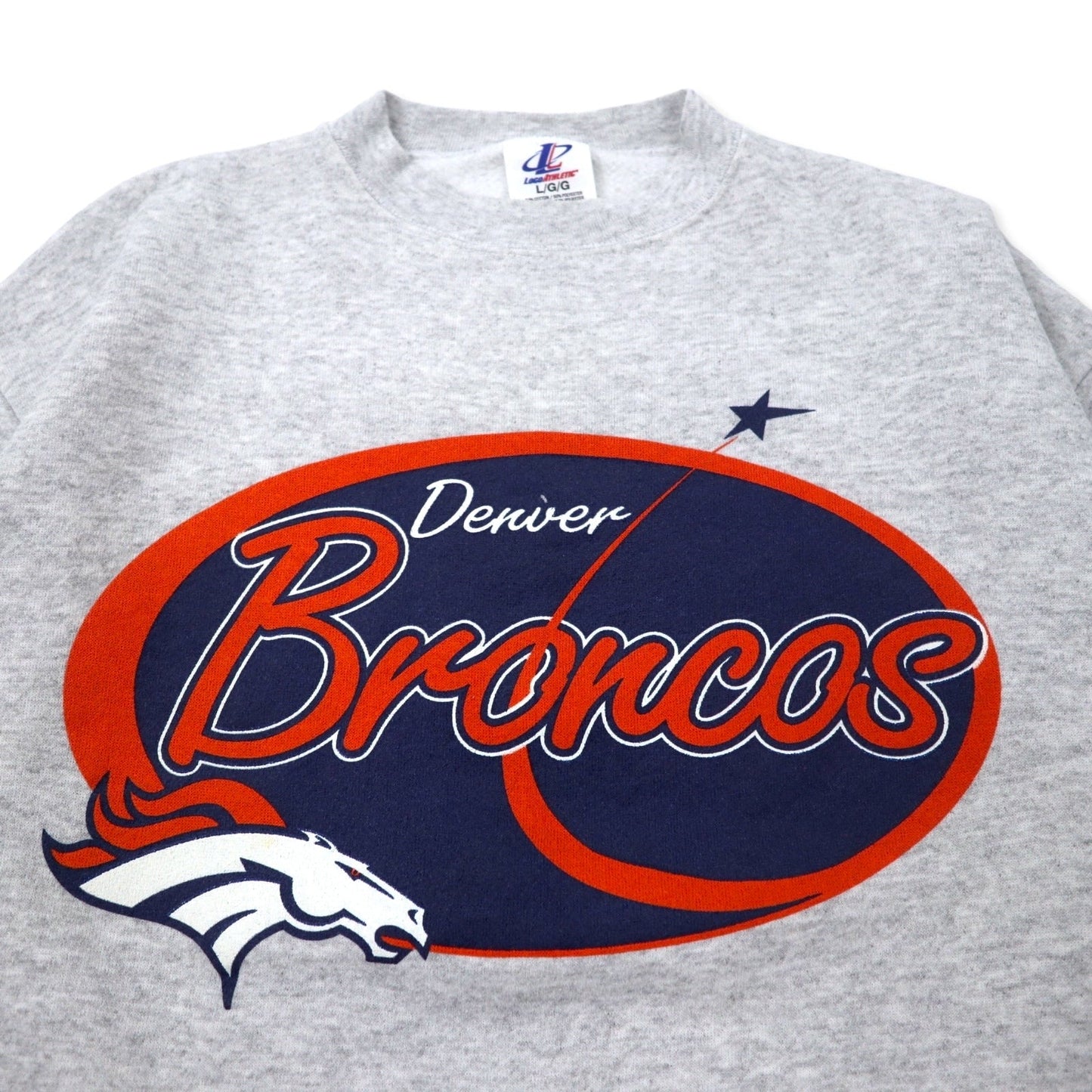 LOGO ATHLETIC 90年代 NFL プリント スウェット L グレー コットン 裏起毛 DENVER BRONCOS メキシコ製