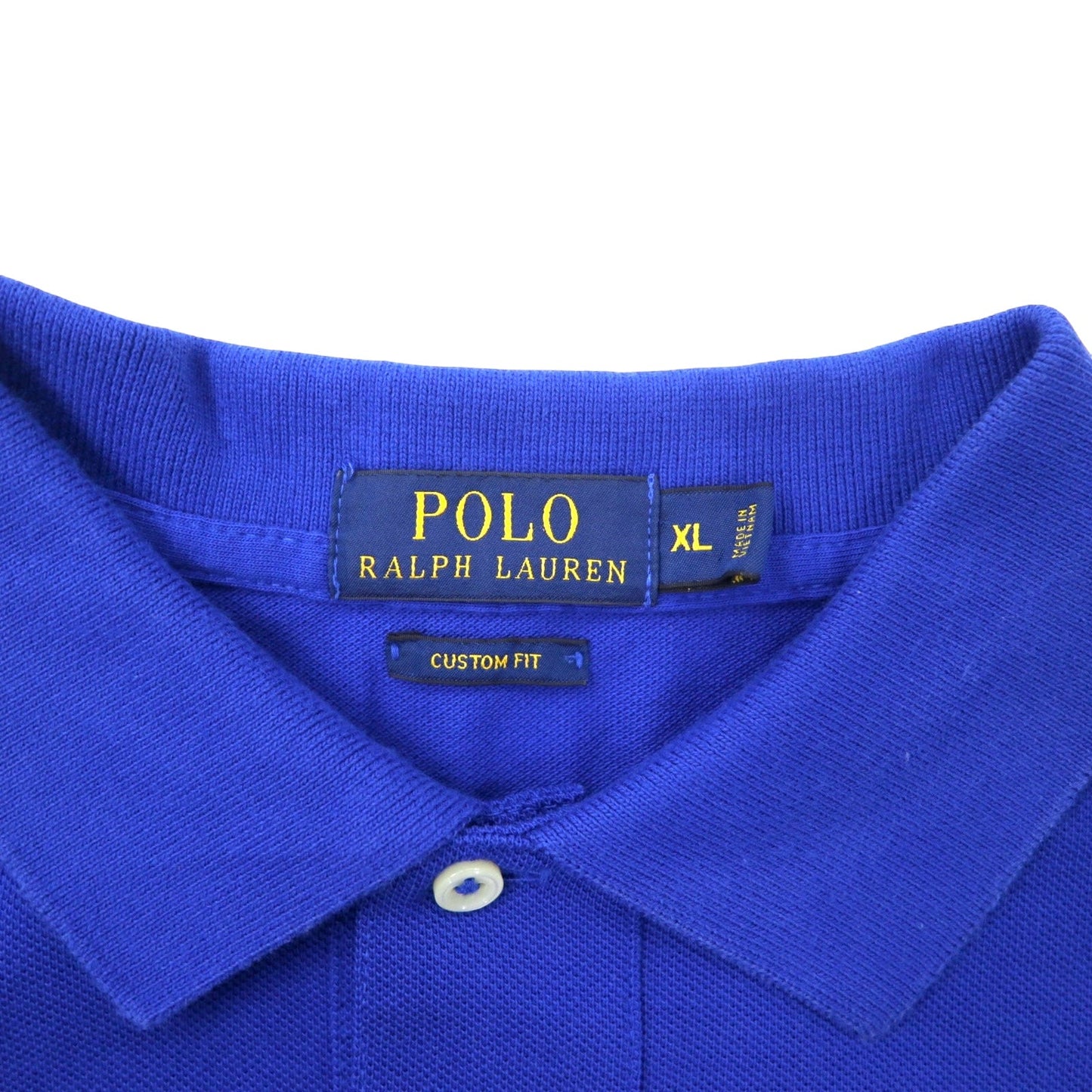POLO RALPH LAUREN ボーダー ポロシャツ XL ブルー ネイビー コットン 鹿の子 CUSTOM FIT スモールポニー 刺繍