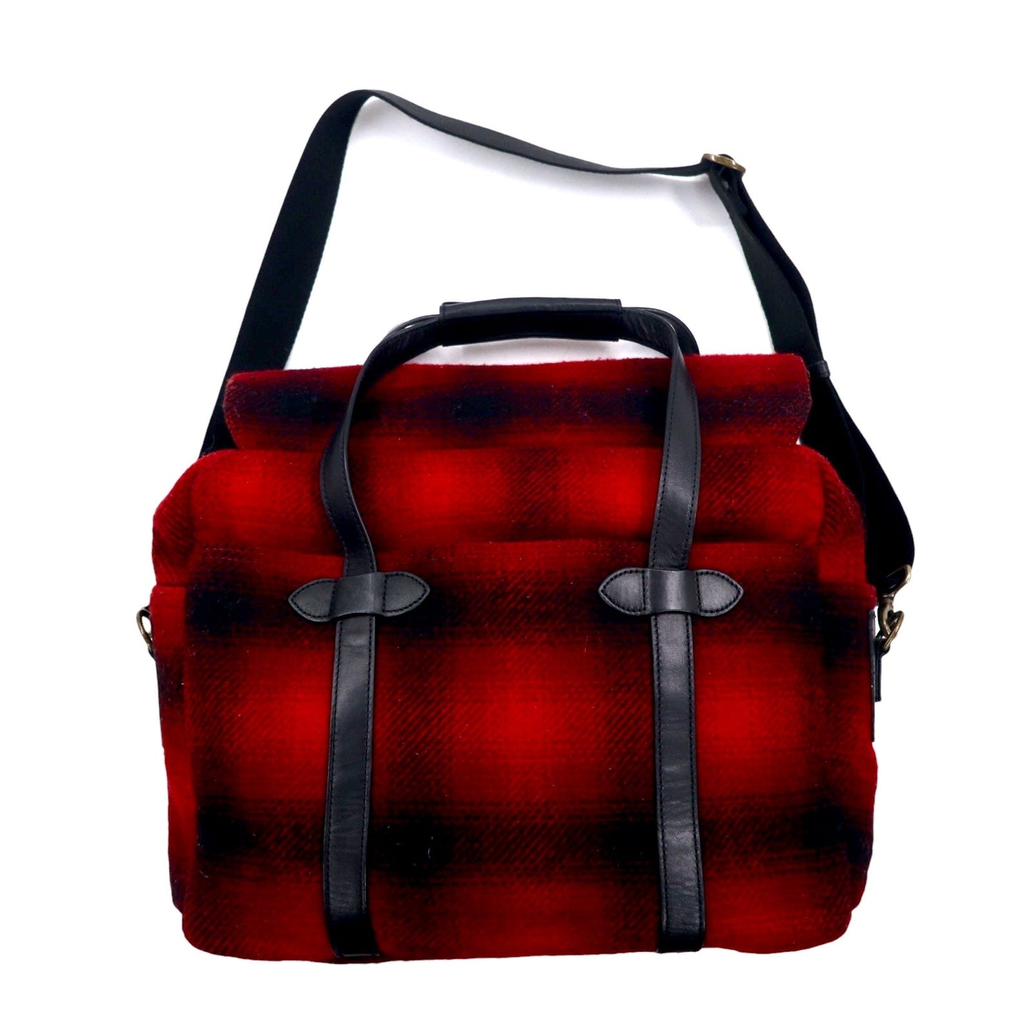 WOOLRICH × J.PRESS 2WAY ボストンバッグ ショルダーバッグ レッド オンブレチェック ウール 馬革 ホースハイド レザー切替