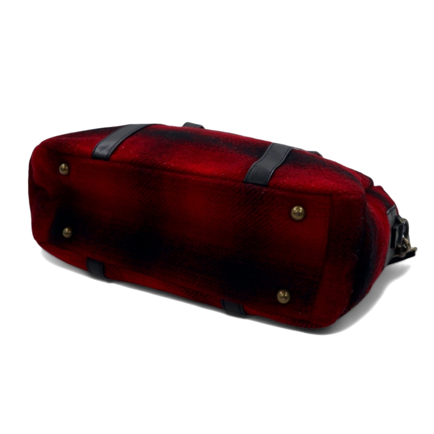 WOOLRICH × J.PRESS 2WAY ボストンバッグ ショルダーバッグ レッド オンブレチェック ウール 馬革 ホースハイド レザー切替