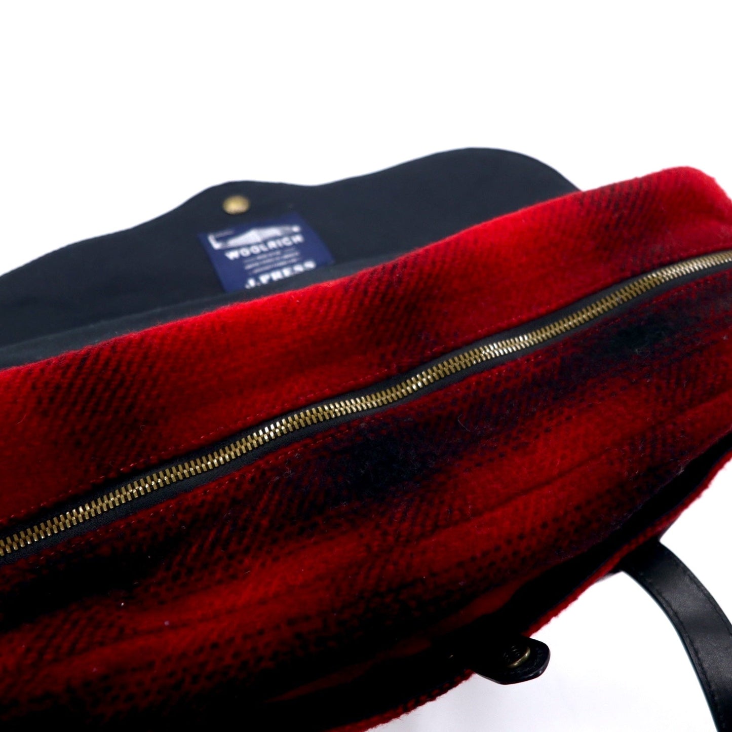 WOOLRICH × J.PRESS 2WAY ボストンバッグ ショルダーバッグ レッド オンブレチェック ウール 馬革 ホースハイド レザー切替
