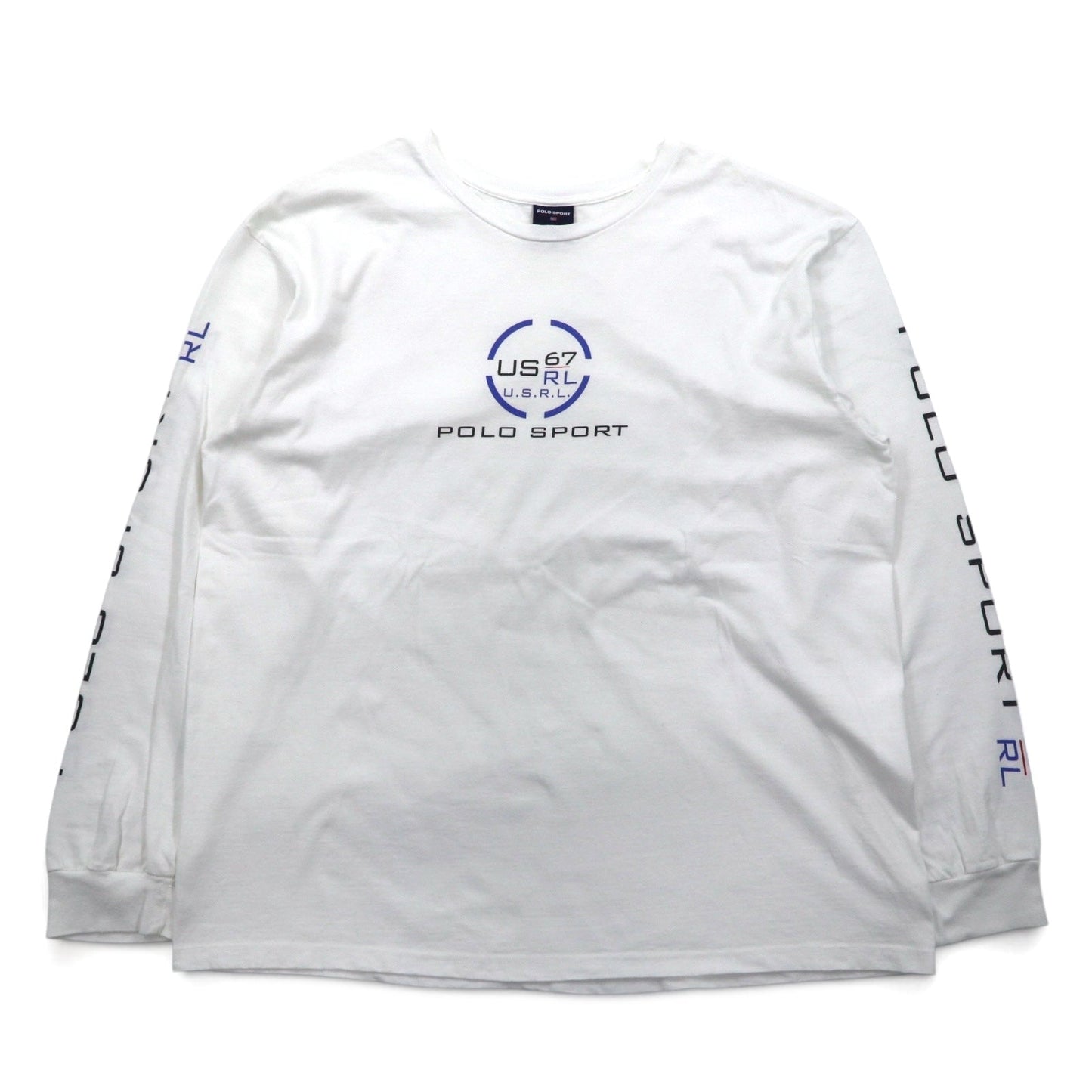 POLO SPORT RALPH LAUREN 90年代 ロングスリーブTシャツ ロンT XL ホワイト U.S.R.L.67 袖ロゴ ホンジュラス製