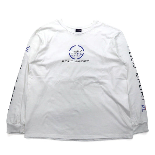 POLO SPORT RALPH LAUREN 90年代 ロングスリーブTシャツ ロンT XL ホワイト U.S.R.L.67 袖ロゴ ホンジュラス製