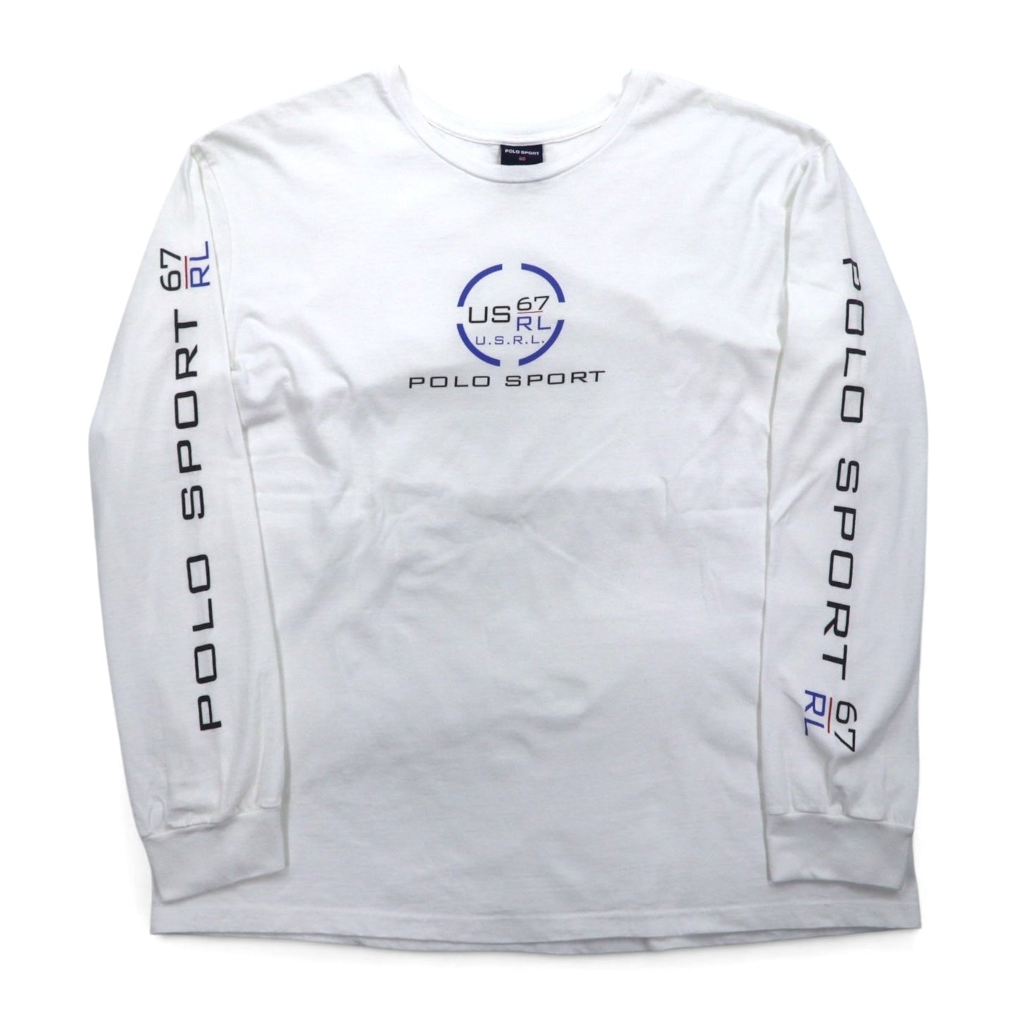 POLO SPORT RALPH LAUREN 90年代 ロングスリーブTシャツ ロンT XL ホワイト U.S.R.L.67 袖ロゴ ホンジュラス製