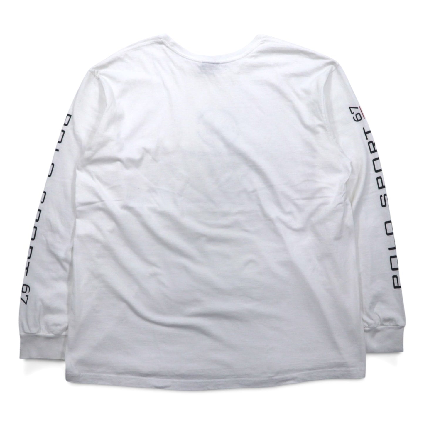 POLO SPORT RALPH LAUREN 90年代 ロングスリーブTシャツ ロンT XL ホワイト U.S.R.L.67 袖ロゴ ホンジュラス製